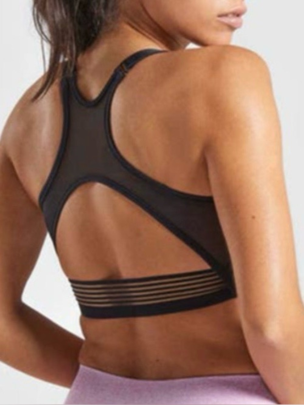 Gymshark Elite Wrap Sports Bra Mesh Racerback Logo Athletic Black Womens M - Picture 4 of 16